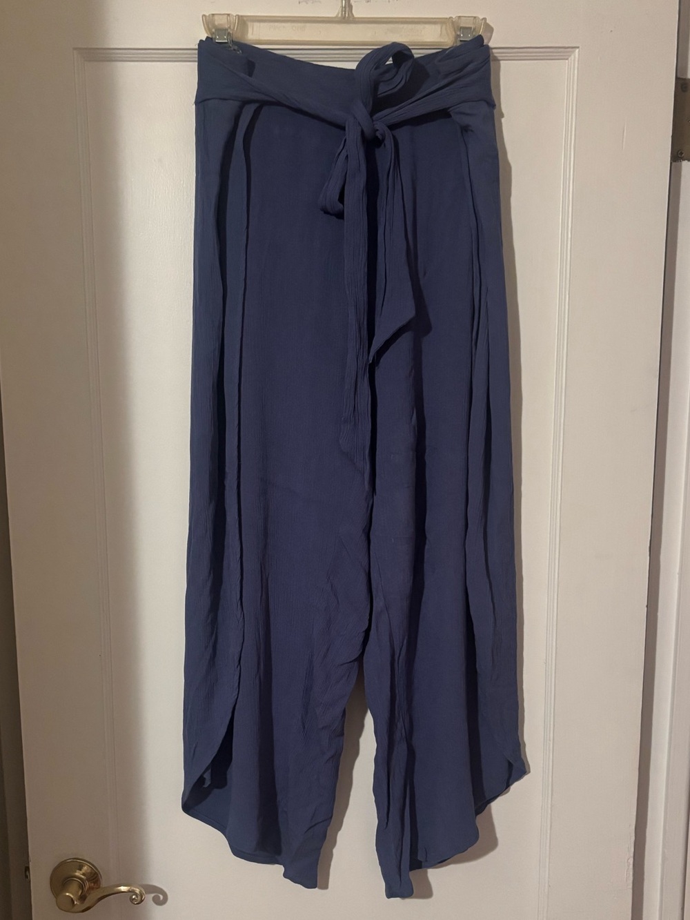 High Waisted Flowy split tie Linen-Feel Pants size 1XL